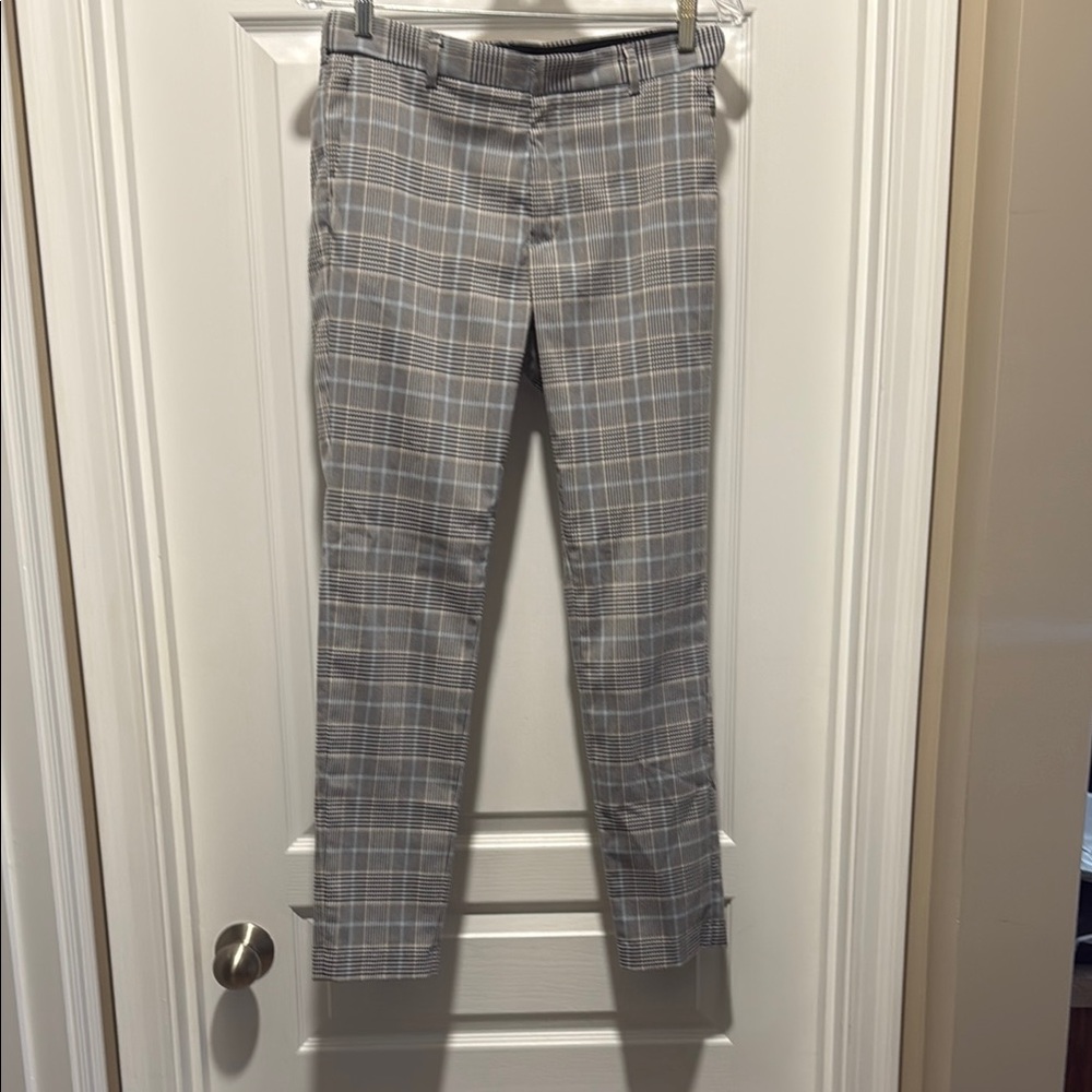 H&M Gray Ankle Cropped Plaid Pants